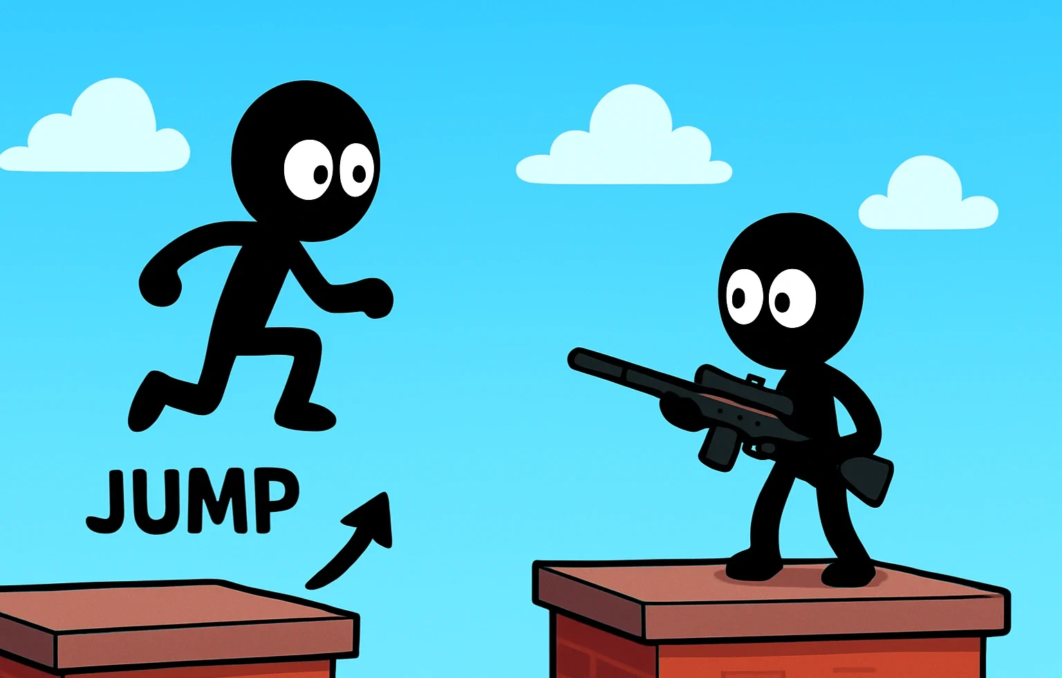 How to play Rooftop Snipers 2 – jump and shoot rooftop battle guide