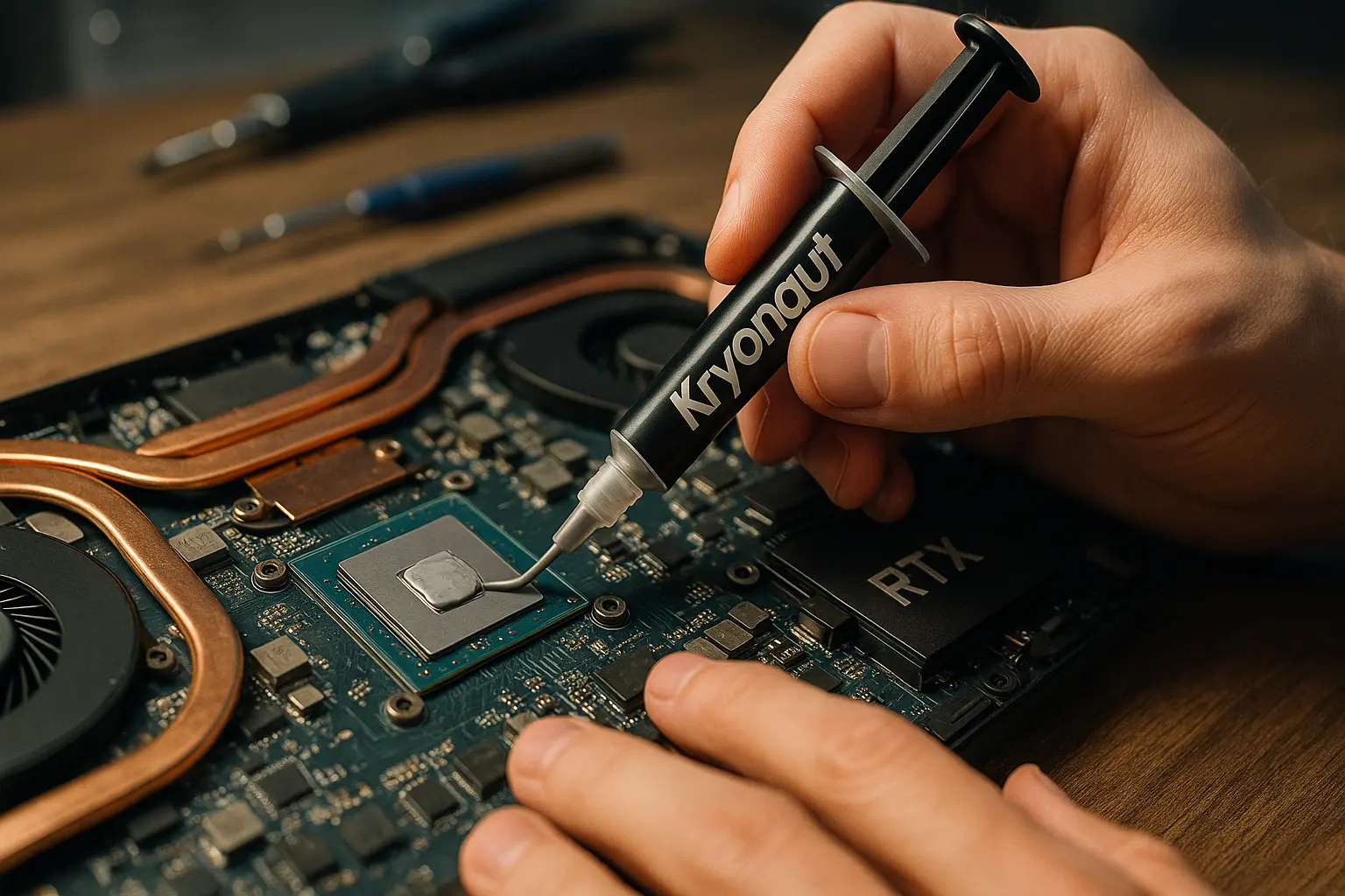Applying new thermal paste inside a gaming laptop to extend life