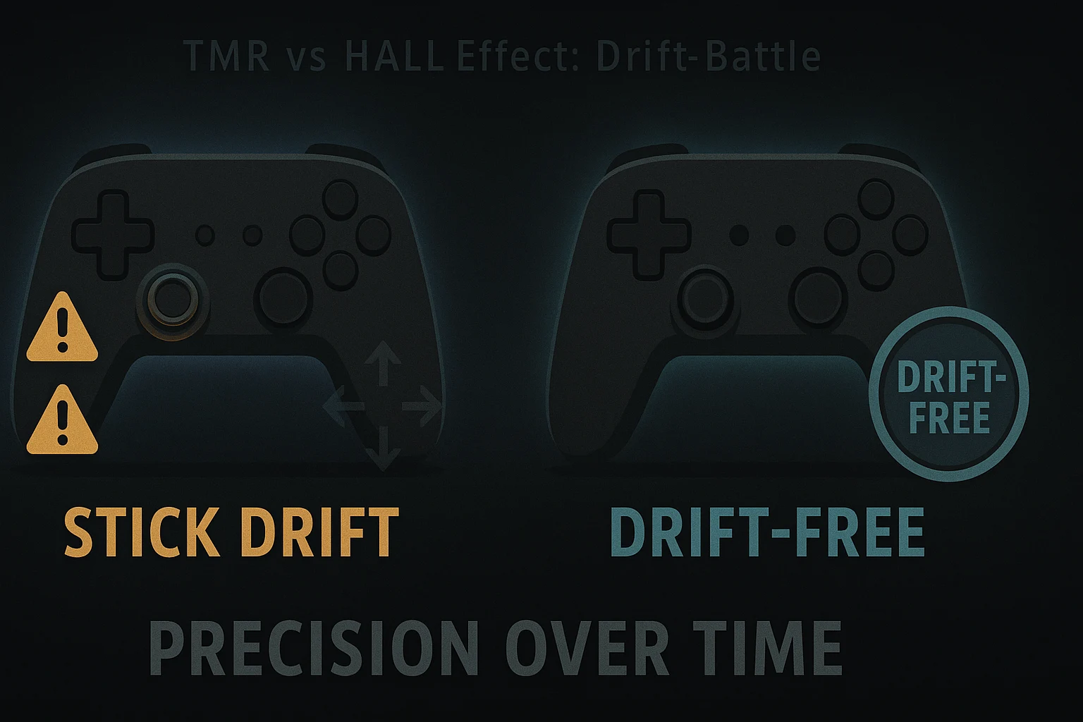 Joystick drift comparison between TMR and Hall sensors in a gaming setup