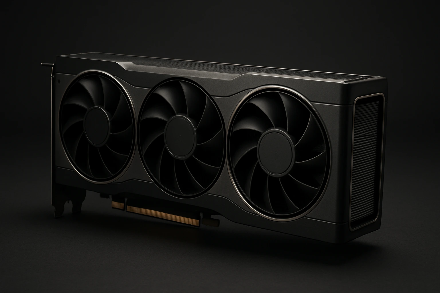 A photorealistic, horizontal image of an older generation AMD Radeon RX 6800 graphics card with a solid, functional design.