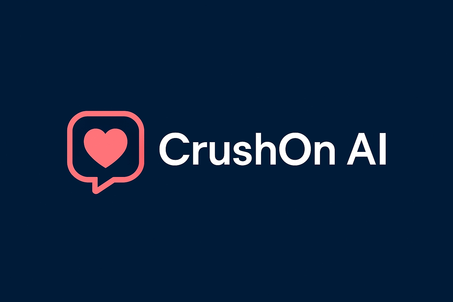 Colorful CrushOn AI logo with heart chat icon on a navy backdrop