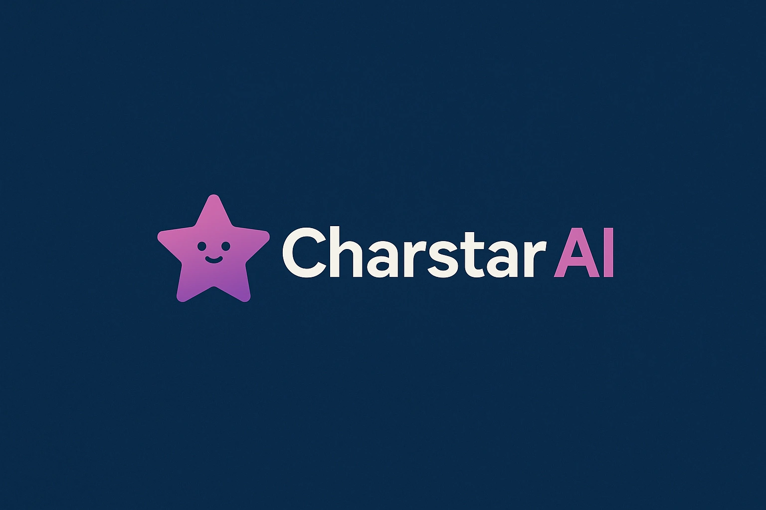 Colorful Charstar AI logo with smiling star icon on a navy background