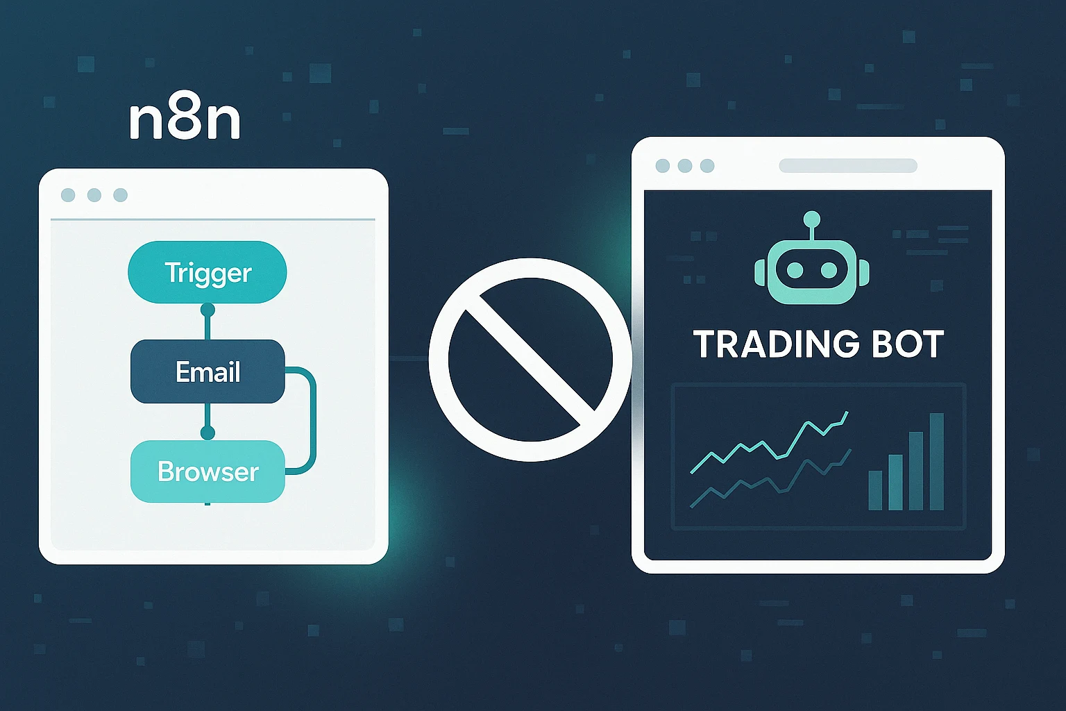 Can n8n Access StockHero Trading Bots Without API? Full Guide can n8n access stockhero trading bots without api illustration showing blocked connection