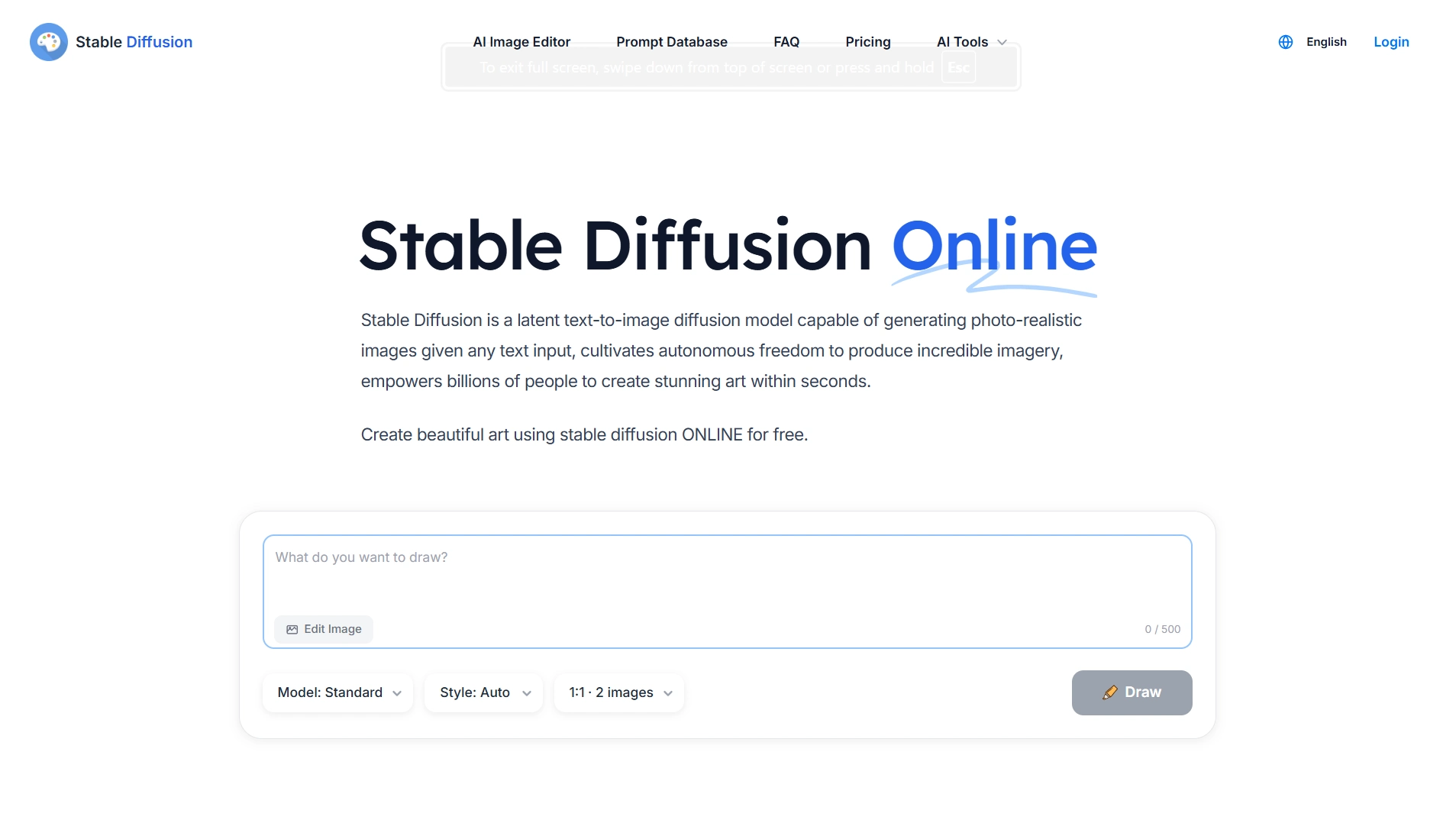 Stable Diffusion Online Text to Image Tool