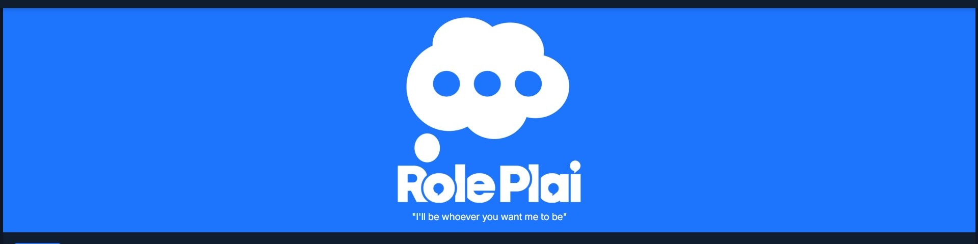 RolePlai logo on a bright blue background with a thought bubble icon.