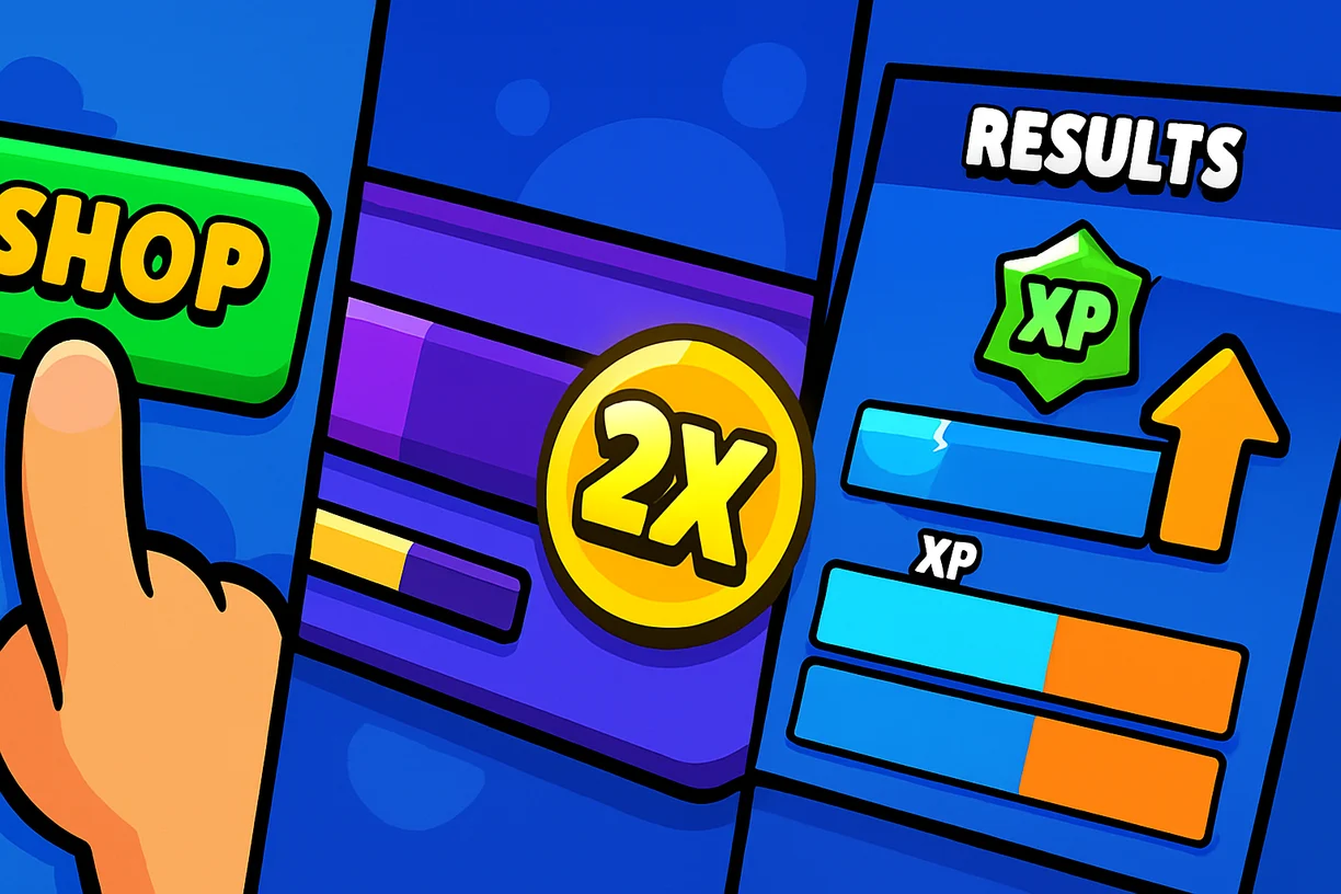 Brawl Stars XP Doubler Check Steps (Shop, 2X Icon, Doubled Results)
