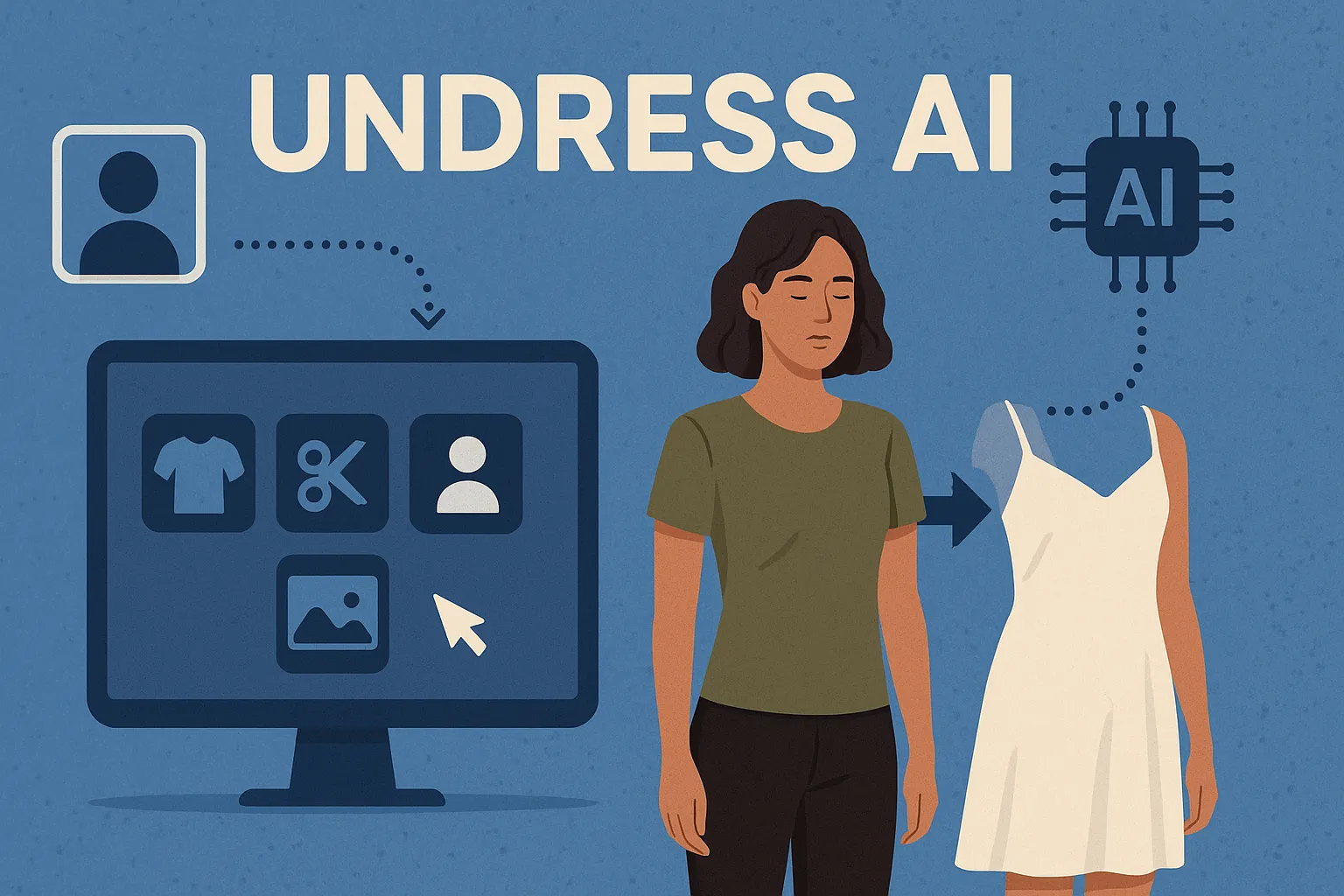 Undress AI: What It Is, How It Works, Pros, and Safety Considerations Illustration showing how Undress AI works with virtual clothing removal and outfit generation using AI tools.