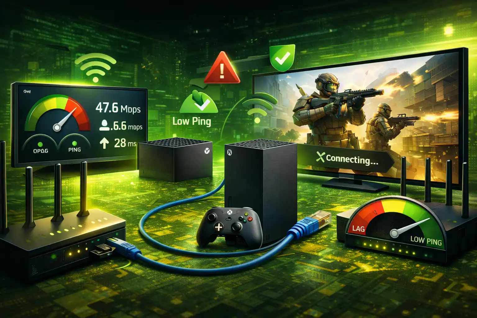 how to optimize xbox series x for multiplayer with a stable network setup, wired ethernet connection, and low ping gaming environment