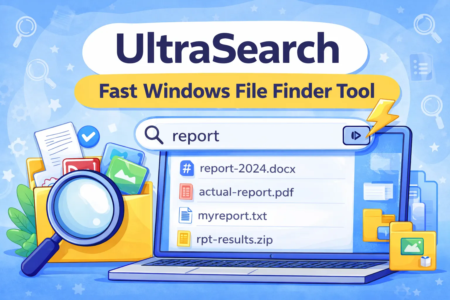 UltraSearch file finder tool showing quick search results on Windows