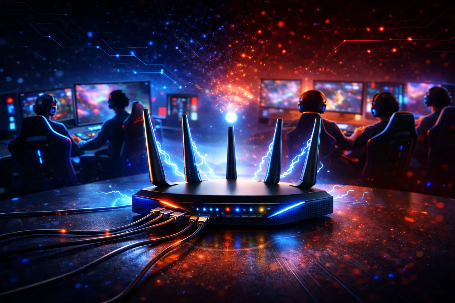 home gaming network setup for multiple gamers in an esports bootcamp environment