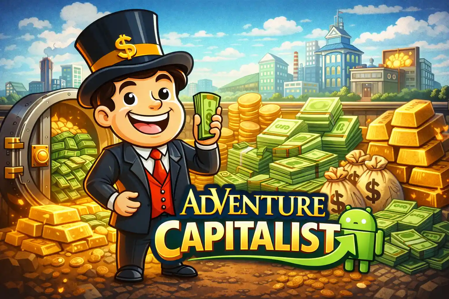 AdVenture Capitalist incremental clicker game on Android with offline progress and business upgrades