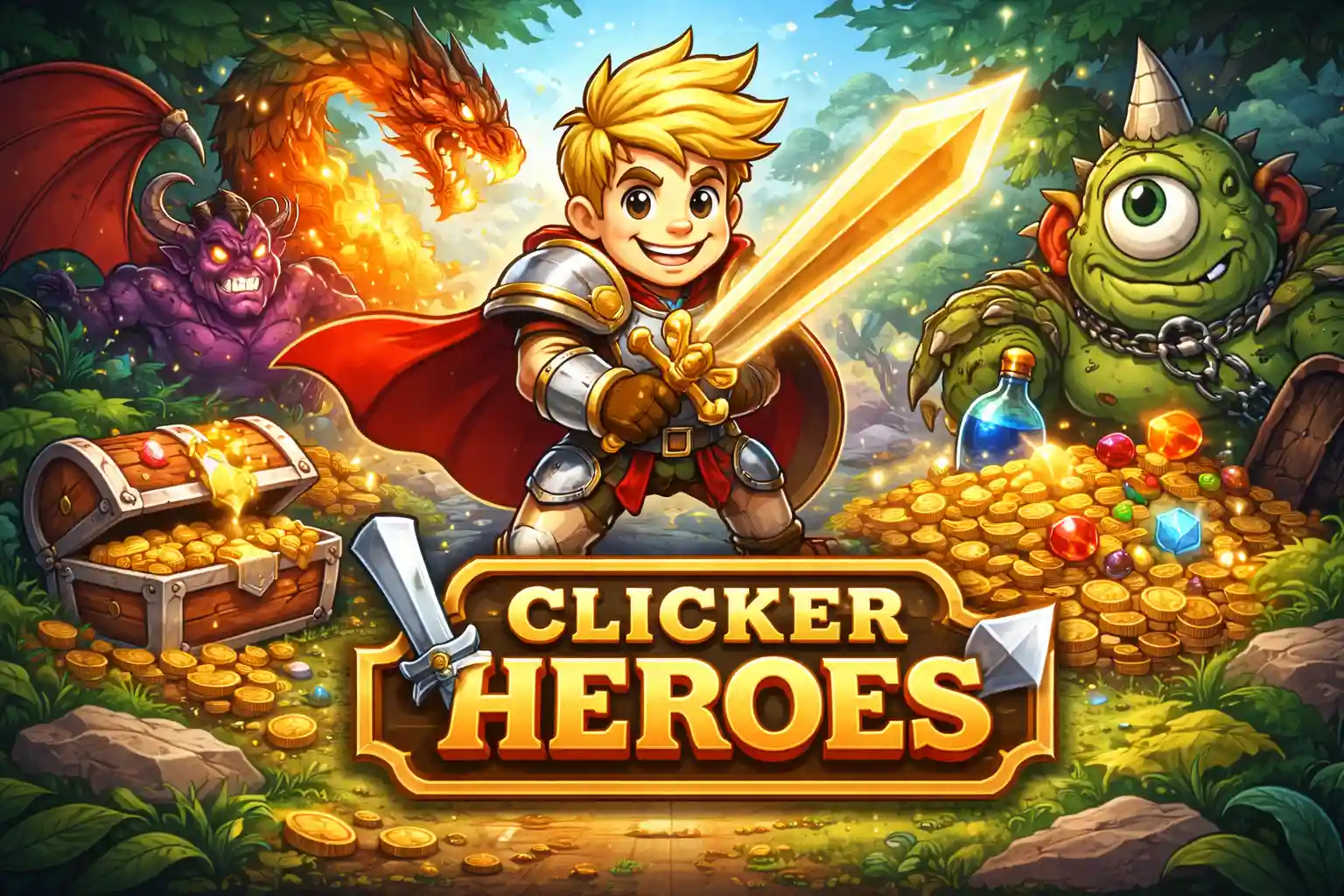 Clicker Heroes incremental idle rpg game on Android with heroes monsters and long term progression