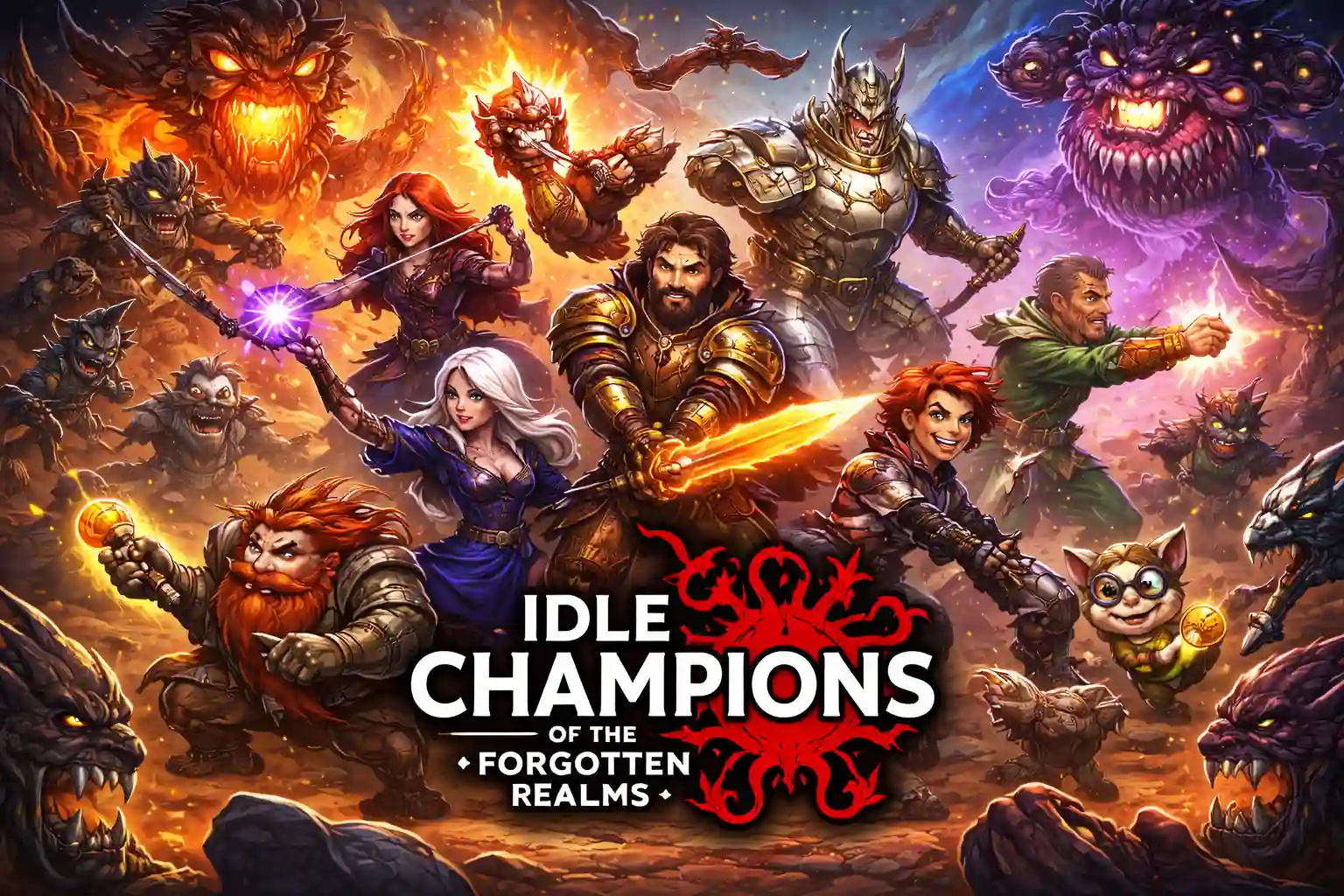 Idle Champions of the Forgotten Realms incremental strategy game on Android with hero formations and automated battles