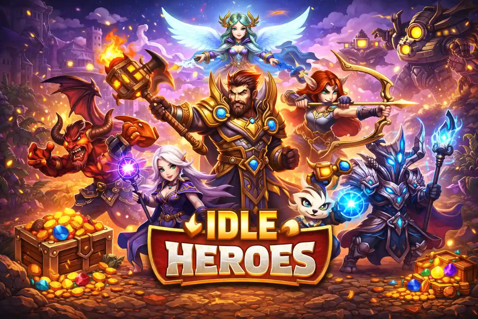 Idle Heroes incremental idle rpg game on Android featuring hero collection and automatic battles
